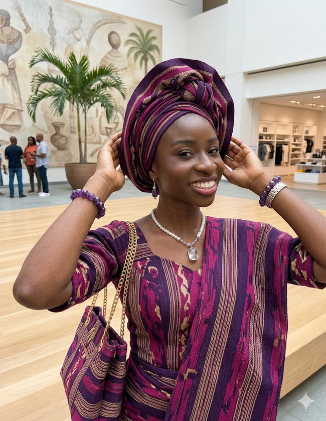 Purple Majesty Gele Set Hover Image