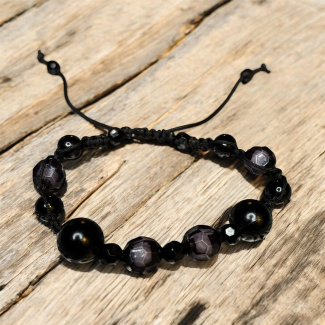 Black & Grey Threaded Bracelet Hover Image